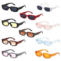 Lotvic 10 Stück Vintage Rechteckige Sonnenbrille, Vintage Sonnenbrillen, Retro Sonnenbrillen, Lustige Party Brille für Damen Herren von Lotvic