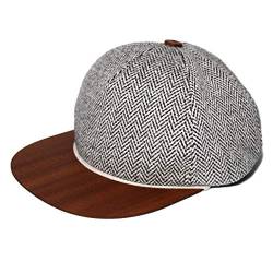 Lou-i Tweed Cap mit edlem Holzschild Made in Germany - Sommer Kappe - Sehr leichte & Bequeme Tweed Basecap - One Size fits All Snapback Cappy - Tweed Mütze Geschenk für Männer (Weiß-schwarz) von Lou-i