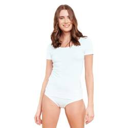 LouAnne Basic Shirt aus seidenweicher Biobaumwolle (S, Weiß) vielseitiges T-Shirt, EIN Top für den Sport oder locker über der Jeans, nachhaltig und formstabil von LouAnne