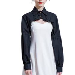 LoudSung abnehmbare Ärmel Brautkleider Crop Top gefälschter Kragen Halbhemd Bluse Baumwolle elegant für Frauen Mädchen von LoudSung
