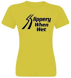 Bon Jovi - Slippery When Wet Girlie-Shirt, gelb, Grösse S von Loudclothing