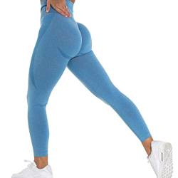 Scrunch Butt Sport Leggings Für Damen, Blickdicht Yoga Leggings, Figurformende Sporthose, Yogahose Fitnesshose, Damen Kompressions Sport Leggings, für Sport,Sportleggings für heiße Tage(Blau,S) von Louenth