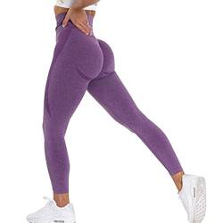 Scrunch Butt Sport Leggings Für Damen, Blickdicht Yoga Leggings, Figurformende Sporthose, Yogahose Fitnesshose, Damen Kompressions Sport Leggings, für Sport,Sportleggings für heiße Tage(Lila,M) von Louenth