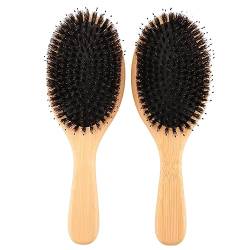 Loufy 2-Teilige Haarbürste mit Wildschweinborsten und Nylonstiften, Bambus-Paddel-Entwirrungsbürste, die Den Bürsten Täglich Glanz Verleiht von Loufy
