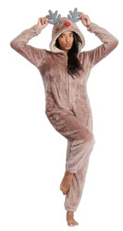 Loungeable Damen Jumpsuit Langer Overall Einteiler Reindeer 798063 Rentier Tier-Kostüm L von Loungeable