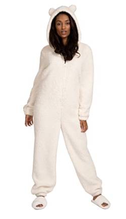 Loungeable Damen Jumpsuit Overall Einteiler Cream Sherpa All in One with Ears 798085CRM L von Loungeable