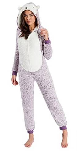 Loungeable Damen Jumpsuit Overall Einteiler Lilac Sherpa Hedgehog 791249 L von Loungeable