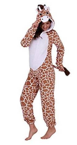 Loungeable Damen Jumpsuit Overall Tiere Gesichter Öhrchen 3D Kapuze Giraffe 799017 L von Loungeable