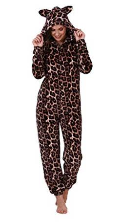 Loungeable Damen Jumpsuit Overall Tiere Gesichter Öhrchen 3D Kapuze Leopard 799015 M von Loungeable
