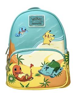 Loungefly Pokemon Original Starter Beach Scene Damen Doppelriemen Schultertasche Geldbörse, Blau, Medium von Loungefly