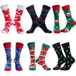 Lounwee Weihnachten socken Weihnachtssocken für Herren: 6 Paar Crew socken Weihnachten lustige Geschenke für Männer 39-46 von Lounwee