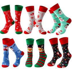 Lounwee Weihnachtssocken Herren Crew Socken Männer & Frauen bunte Kuschelsocken Weihnachten farbigen gemusterten Socken 6 Paar 39-46 von Lounwee