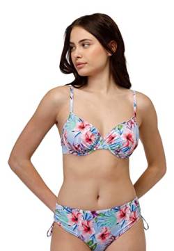 LOVABLE Damen Bunter Printed Mikro Wellenförmiger Bügel-BH Zweiteiliger Bikini, Tropische Blumen, 40 / C von Lovable