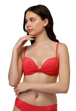 LOVABLE Damen Plain Lurex Push-up-BH Zweiteiliger Bikini, Rot (Koralle), 36 / B von Lovable