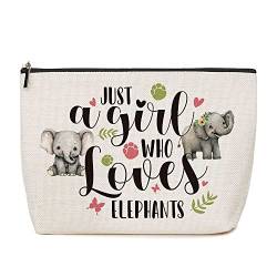Elefanten-Dekoration, Elefanten-Geschenke für Frauen, nur ein Mädchen, das Elefanten liebt, Make-up-Tasche, Elefantenliebhaber, Geschenk für Frauen, Mädchen, Weihnachtsgeschenke für Mädchen, Beige von Lovdazzles