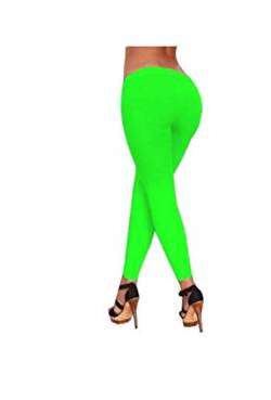 Love Celeb Look Damen Stretchy Bright Leggings Damen Plain Gym Fun Run Neonfarben Hose (Neon Grün, M/L) von Love Celeb Look