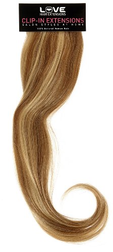 Love Hair Extensions Einteilige 100% Echthaar-Clip-In-Extensions - maximales Volumen Farbe 12/24 - Goldbraun/Sonnenblond - 46cm, 1er Pack (1 x 35 g) von Love Hair Extensions