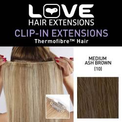 Love Hair Extensions Einteilige Thermofiber-Clip-In-Extensions Farbe 10 - Mittleres Aschbraun - 46cm, 1er Pack (1 x 22 g) von Love Hair Extensions