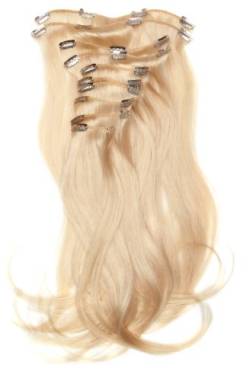 Love Hair Extensions Haarverlängerung Komplett-Set Silky Straight Thermofaser 45 cm 10 Haarteile Pure Blonde von Love Hair Extensions