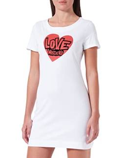 Love Moschino Damen A-line Short Sleeves in 30/1 Cotton Jersey Dress, Optical White, 40 EU von Love Moschino