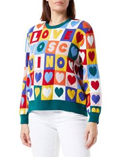 Love Moschino Damen Comfort Fit Long-sleeved Pulloverwith With Hearts pullover, Yellow, Pink, Red, Green, Black, 46 EU von Love Moschino