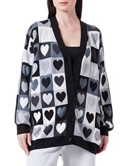 Love Moschino Damen Long-sleeved Maxi cardigan, Grey Hearts, 46 EU von Love Moschino