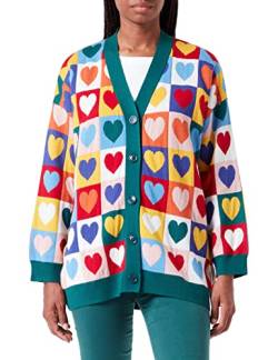 Love Moschino Damen Long-sleeved Maxi cardigan, Multicolor Hearts, 42 EU von Love Moschino