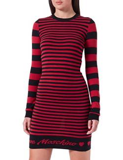 Love Moschino Damen Long-sleeved Tube in Blended Wool Dress, Red Black, 42 EU von Love Moschino