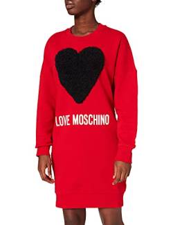 Love Moschino Damen Loose fit Long Sleeved Maxi Heart with Tulle Ruffle Applique and Logo Print Casual Dress, O93+Cuore Nero, D 42 von Love Moschino