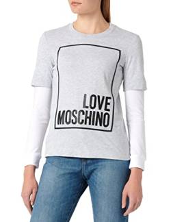 Love Moschino Damen Regular Fit Long Sleeves With Logo Box Design T Shirt, Grey Black White, 42 EU von Love Moschino