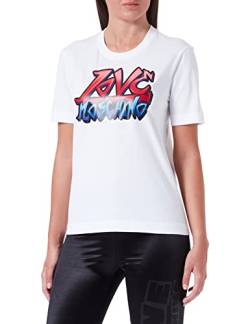 Love Moschino Damen Regular Fit Short Sleeves T-shirt With Graffiti Print T Shirt, Optical White, 40 EU von Love Moschino
