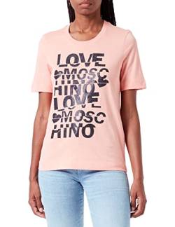 Love Moschino Damen Regular Fit Short Sleeves With Glitter Cut T Shirt, Rosa, 48 EU von Love Moschino