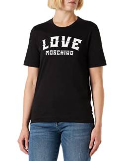 Love Moschino Damen Regular Fit Short-sleeved T-shirt T Shirt, Schwarz, 40 EU von Love Moschino