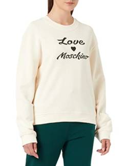 Love Moschino Damen Regular Fit With Cursive Brand Print. Sweatshirt, Cream, 42 EU von Love Moschino