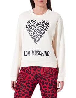 Love Moschino Damen Regular Fit With Maxi Animalier Heart And Logo. Sweatshirt, Cream, 42 EU von Love Moschino