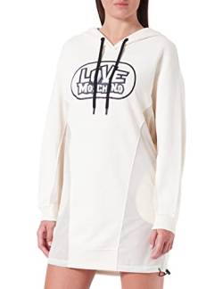 Love Moschino Damen Relaxed Fit Long Sleeves in 100% Cotton Fleece With Matching Nylon Inserts Dress, Cream, 42 EU von Love Moschino