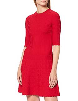 Love Moschino Damen Short Sleeved Heart Stitch Stretch Viscose with Flared Skirt Casual Dress, RED, 40 von Love Moschino