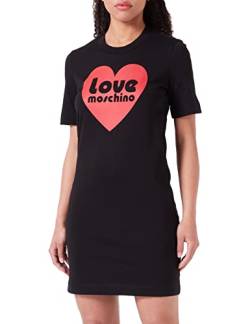 Love Moschino Damen Short-sleeved T-shape Regular Fit Dress, Schwarz, 40 EU von Love Moschino