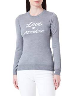 Love Moschino Damen Slim Fit Long-sleeved , With Italic Logo Jacquard Intarsia pullover, Melange Dark Grey, 42 EU von Love Moschino