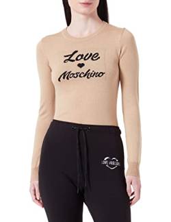Love Moschino Damen Slim Fit Long-sleeved , With Italic Logo Jacquard Intarsia pullover, Melange Rust Light Brown, 42 EU von Love Moschino