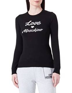 Love Moschino Damen Slim Fit Long-sleeved , With Italic Logo Jacquard Intarsia pullover, Schwarz, 44 EU von Love Moschino