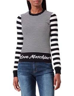 Love Moschino Damen Slim Fit Long-sleeved pullover, White Black, 44 EU von Love Moschino