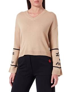 Love Moschino Damen V-neck pullover, Melange Rust Light Brown, 40 EU von Love Moschino