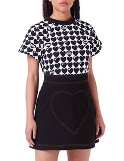 Love Moschino Damen With Maxi Stitched Heart miniskirt, Schwarz, 40 EU von Love Moschino