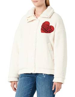 Love Moschino Damen in Eco Teddy Fur Jacket, CREAM, 38 EU von Love Moschino