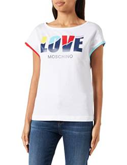 Love Moschino Women's Boxy fit Short-Sleeved T-Shirt, Optical White, 38 von Love Moschino
