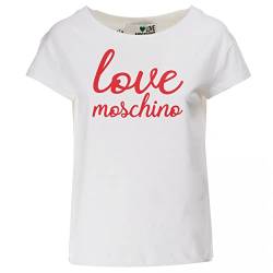 Love Moschino Women's Boxy fit Short-Sleeved T-Shirt, Optical White, 40 von Love Moschino