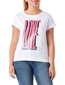 Love Moschino Women's Boxy fit Short-Sleeved T-Shirt, Optical White, 46 von Love Moschino