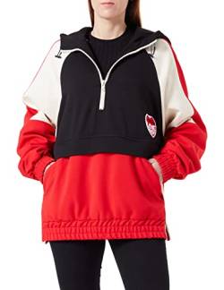 Love Moschino Women's Contrast Colour Inserts and Hood with Adjustable Logo Drawstring. Jacket, Black White RED, L von Love Moschino