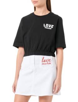 Love Moschino Women's Cropped top T-Shirt, Black, 46 von Love Moschino